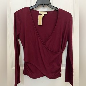 KORS Michael Kors Deep Red Long Sleeve Top NWOT